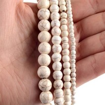 45 스타일 화이트 천연 석재 비즈 크리스탈 유리 옥 마노 비즈 쥬얼리 수제 DIY 공예 팔찌 액세서리 만들기 15 인치, Synthesis Turquoise2+8mm 44-46