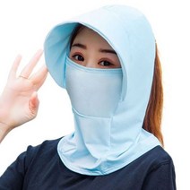 얼굴 햇빛 가리개 농사 모자 여름 넥워머 자외선 차단 마스크 골프 목 통기성 넓은 챙 여성 커버 캡 태양 보호, Blue