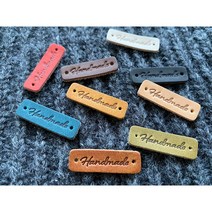 핸드메이드 가죽라벨 M3009-NO2 HANDMADE 천연소가죽 뜨개질 라벨, 카멜