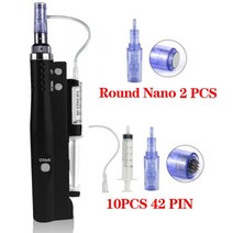 모발 성장을 위한 메조테라피 건 주입 더마 펜 바이탈 산 인젝터 마이크로니들 메소 피부 재생 자동 더마펜, [30] black 10pcs 42pin