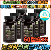 홈쇼핑 눈건강 신경 근육기능 루테인 아연 마그네슘 아이케어 눈케어 눈밑떨림 눈꺼풀떨림 눈영양제 시니어 노인 마그네슘부족증상 한쪽눈떨림 보충제 영양제, 6개, 60캡슐