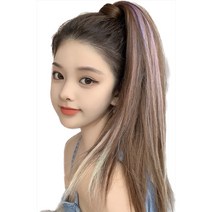 온리정 브릿지 포니테일 가발 벨크로 찍찍이 타입 부분가발 묶음가발 긴생머리 포니테일, 라이트 브라운, 1개