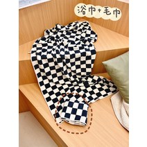 3초가운 반신욕 골프장 샤워 가운 여춘하롱귀여운타월흡수건대사이즈로 가슴까지 감싸주는스커트코랄모, 01 기타 사이즈, 17 棋盘格毛巾+목욕 타월