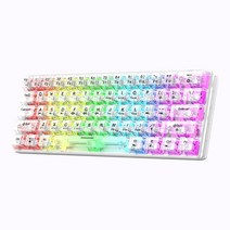 K30pro 무선 기계식 블루투스 투명 키보드 축교환식 게이밍 레이저 레인보우 LED 무접점 충전 2.4G/USB-C, White