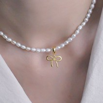 브라보 아하몰 마리따 리본 목걸이 펜던트 원터치 18K 골드 여성스러운 참장식 여자 러블리 레이어드