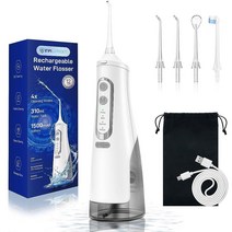 무선 워터 플로서 치아 클리너 치과 구강 세정기 피크 휴대용 및 충전식 310ml 물 탱크 IPX7 방수 가정 여행용 인피워든블랙 USA 미국, White