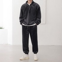 [SET]벨리 코듀로이 기모 반집업 와이드 조거 세트 트레이닝 셋업(4color)
