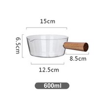 아스케이지 유리 우유 냄비 작은 소스 팬 버터 워머 화상 방지 커피 나무 손잡이 멀티 400ML/600ML, 02 600ml