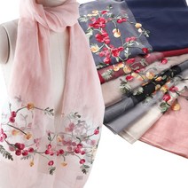 화사한 컬러플한 꽃무늬자수 롱스카프 머플러 선물 엄마 할머니