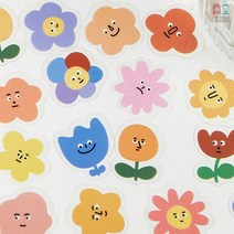 리리월드 감성 다꾸 리무버블 얼굴 표정 이모티콘 스티커 4종, 플라워