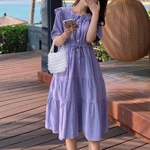스타일아유 여성 여름 빅사이즈 루즈핏 프릴 카라 캉캉 셔링 주름 데일리 여름 원피스