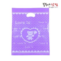 봉투야닷컴 LDPE 35호 (35x44cm) 50장 비닐쇼핑백, 곰돌이도트-퍼플
