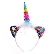 유니콘머리띠 파티머리띠 응원 파티 용품 레인보우, 단품