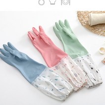 HOME 김장 식당 가정 기모 고무 장갑 겨울용 방한, 레이스형, 블루