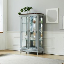 마켓비엔티 ME 양문 유리 장식장 그레이 거실장 진열장 선반장 수납장 원목 수입 엔틱가구, 상세페이지 참조