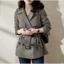 빌리즈빈 트렌츠코트 봄 체크무늬 벨트 코트 G162