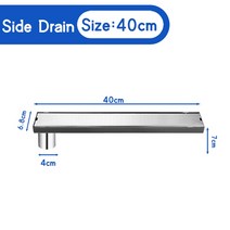 하수구 냄새 제거 트랩 배수구 캡 수채구멍 보이지 않는 바닥 스테인레스 스틸 직사각형, 40cm 측면