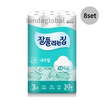 잘풀리는집 라온 4겹 롤 화장지 휴지 티슈 30개입 8개
