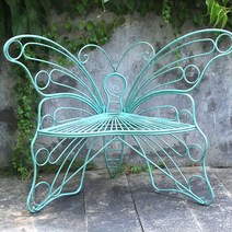 벤취 놀이터 공원 카페 공원 의자 야외 벤치 나비 모양 등받이 레저 안뜰 정원 테라스 철, A.녹색