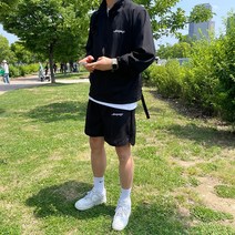 [세트가격] 쿨링 반바지 바람막이 아노락 쇼츠 커플 여름 시원한 5부 6부 와이드 팬츠 긴팔 부드러운 세트 셋업 남자 여자 커플 데일리 트레이닝 운동복