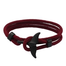 브랜드없음 새로운 밀라노 라인 고래 꼬리 커플 레드 팔찌 와인 로프 블랙 피쉬 테일