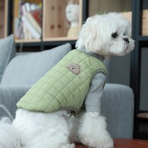 펫보스 강아지옷 겨울옷 누빔 패딩 조끼, 그린