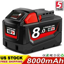 For 밀워키 M18 18 볼트 리튬 XC 8.0Ah Extended Capacity 배터리 48-11-1890, 1개