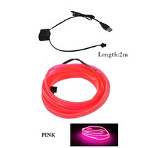 아크릴엠비언트 레이실내등자동차 인테리어 LED 장식 램프 EL 배선 네온 스트립 유연한 주변 조명 USB 파, 06 분홍색