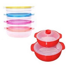 달빛별빛 쿡앤밥 450ml 4종 색상랜덤+전자레인지찜기 레드 세트, 1세트