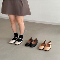 여자 가을 둥근 스퀘어 메리제인 플랫슈즈