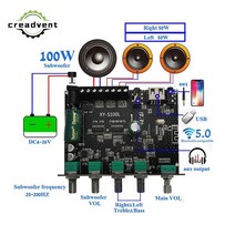 파워 앰프 스피커 리시버 250w + 100w 전원 서브우퍼 블루투스 보드 사운드 클래스 d 홈 시어터 오디오 스테레오 이퀄라이저 aux, 없음