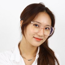 원웨이 블루라이트 차단안경 OB30017 핑크투명 오버사이즈 뿔테 안경 블루라이트차단 테스터기 포함
