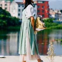 COLORLIFE 프렌치 전면 터침식의 심플한 플립 앞치마