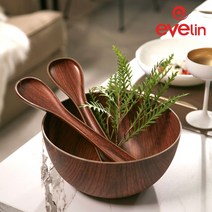 W422AC8상회 볼 24cm 서버L30cm 2종세트 우드볼 나무식기 서버 샐러드 원형볼 라운드볼 다용도볼