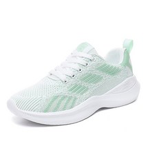 온에어 조명 라이트 새로운 가벼운 여성 운동화 통기성 메쉬 슬립 온 플러스 Eur 35-42, 02 whitegreen_02 36