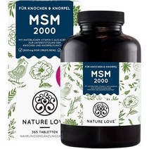 Nature Love MSM 2000 mg 비타민C 포함 365캡슐 비건 독일제, 1개, 기본