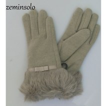 겨울 손목 숙녀 캐시미어 장갑 터치 스크린 여성 토끼 모피 양모 장갑 장갑 달콤한 우아한 모든 경기 여성 장갑