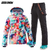Gsousnow 여성 위장 스키 스노우 보드 자켓 솔리드 컬러 오버올 방수 통기성 따뜻한 바지 소녀 snonw 정장 옷