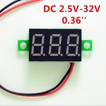 DIY 빨간색 파란색 디지털 LED 미니 디스플레이 모듈 DC2.5V-32V DC0-100V 전압계 전압 테스터 패널 미터 게이지 오토바이 자동차, Green LED DC32V