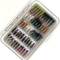 루어 KKWEZVA 50pcs 조합 요정 플라이 낚시 파리 플라이 곤충 다른 스타일 연어 송어 플라이 낚시 미끼 낚시 태클, 1박스