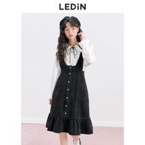 톰보이 데님 원피스 멜빵 버튼 포켓 레이어드 키작녀 데일리룩