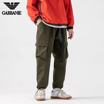 GABBANIE 봄 가을 유행 브랜드 아메리칸 캐주얼 바지 남성용 스트레이트 와이드 레그 기능성 툴링 바지