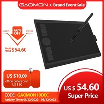 포토샵 타블렛 gaomon m10k pro 10 x 6.25 인치 드로잉용 아트 디지털, 검은색