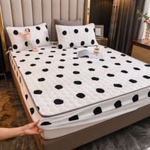 패밀리 침대 패드 센스맘 라지킹 이부자리 겨울 따뜻한 장착 시트 누비 이불 탄성 밴드 매트리스 커버 더블 킹 사이즈 침대보 홈 섬유 (베개 없음), 헤이바이_150x200cmx30