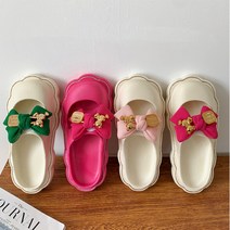 쿠션 왕 리본 폭신 미끄럼 방지 사무실 실내화 외출 슬리퍼