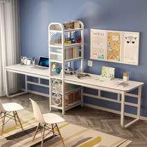 쌍둥이책상 더블 학습 트윈데스크 커플 공부방 기숙사, 더블240x60x6겹화이트프레임블랙