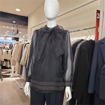 블루페페 SH02 시스룩 도트 블라우스BK 212MSC001