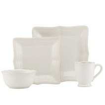 Lenox 화이트 프렌치 펄 비즈 4피스 플레이스 세팅 2.9kg(6.45lb), Oval Platter