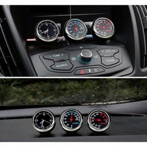 (Set)차량용 온도계 습도계 시계 대쉬보드 장착 인테리어 센터페시아 소형 미니 흡착 장식품 시간 블랙 자동차 용품