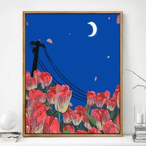 튤립 디지털 유화 DIY 채색 채색 심플 플라워 장식 그림 풍경 채색 유채화, BK144-월하자술향, 40*50송외틀【색상비고】